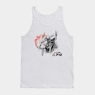 Scratch Devil Skull With Clock Fantasy Artsy Style Tank Top